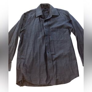 Regis 100% Fine Cotton 17.5 34/35 Black Button Down Men's Dress Shirt
